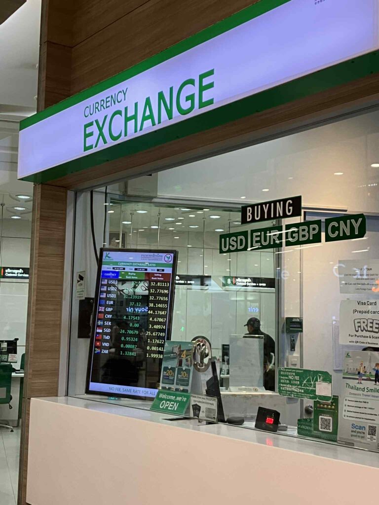セントラルパタヤ内にあるK Bankの両替所