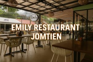 ジョムティエン Emily Restaurant の開放的なテラス席と居心地の良い雰囲気