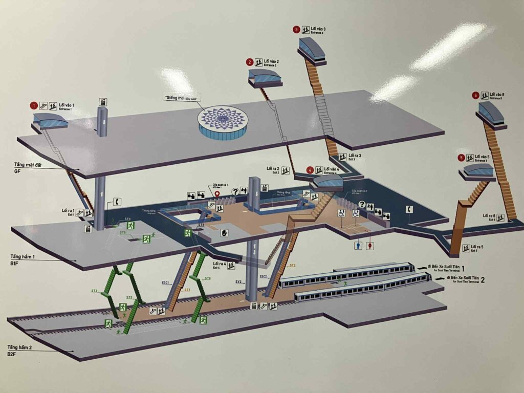 ベンタイン駅の構内案内図（B2F～地上階までの立体構造）