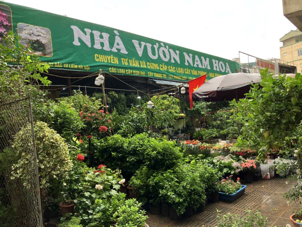 ハノイメトロ3号線 Minh Khai駅下 園芸ショップ通り 緑に囲まれた郊外エリア