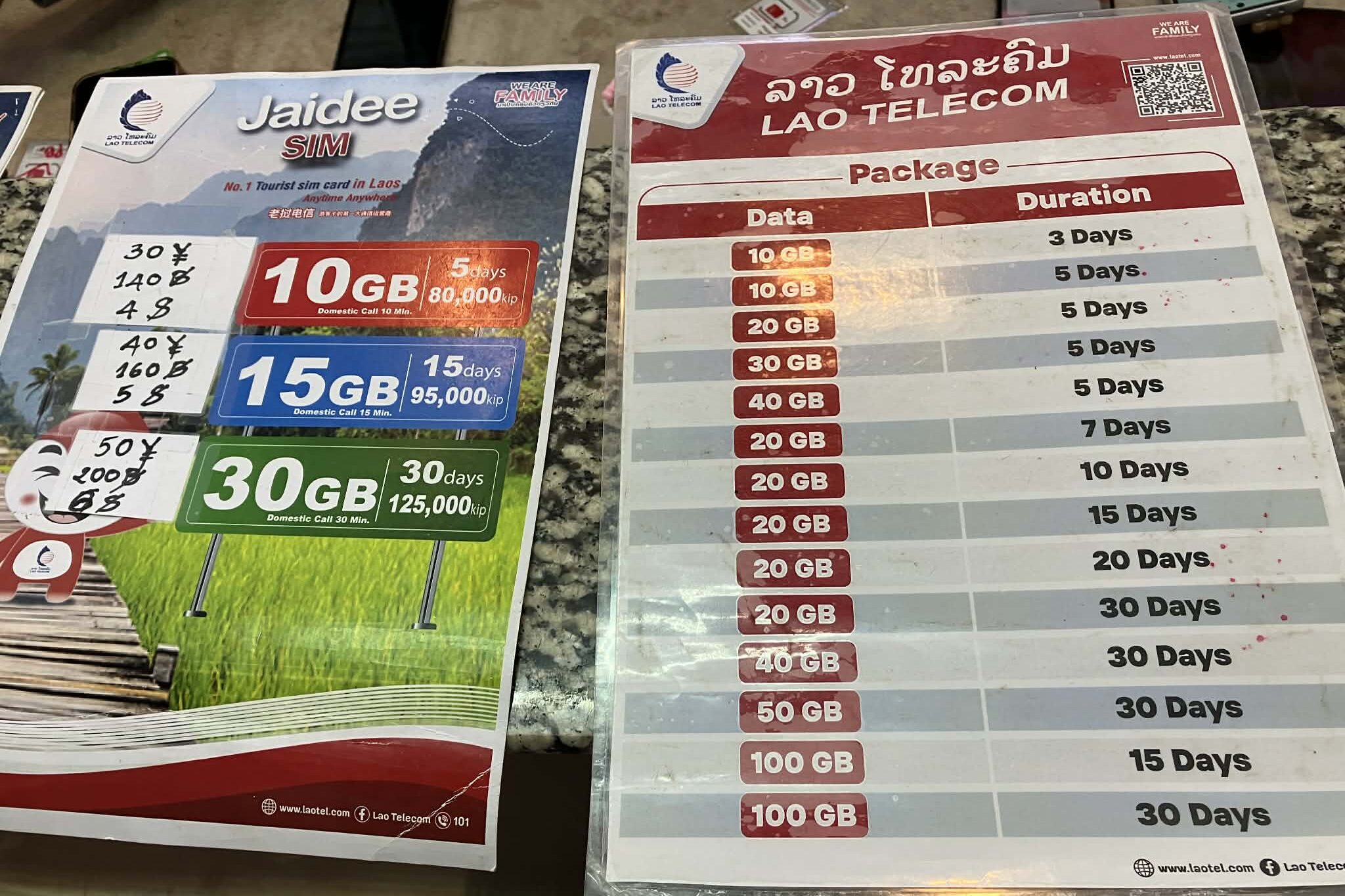 ワットタイ空港 SIMカード 料金