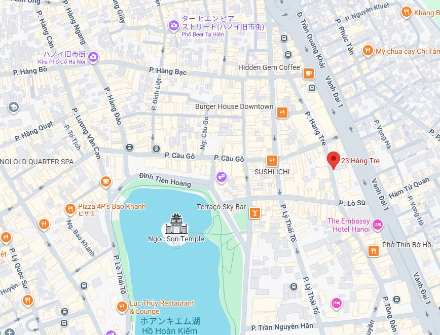 ハノイ旧市街23 Hàng Treの86番バス停位置マップ