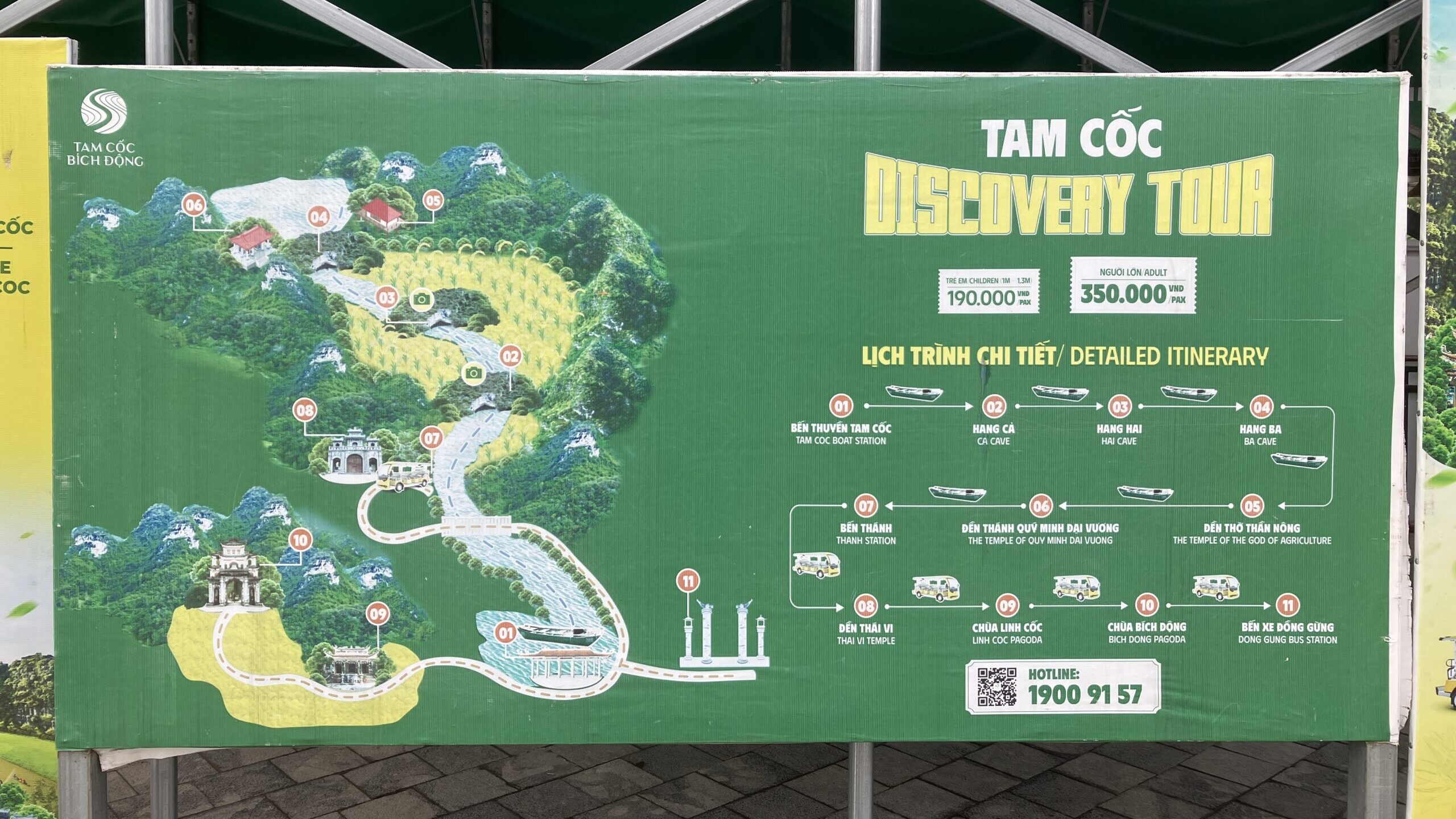タムコックDiscovery Tourのルート図と料金案内板